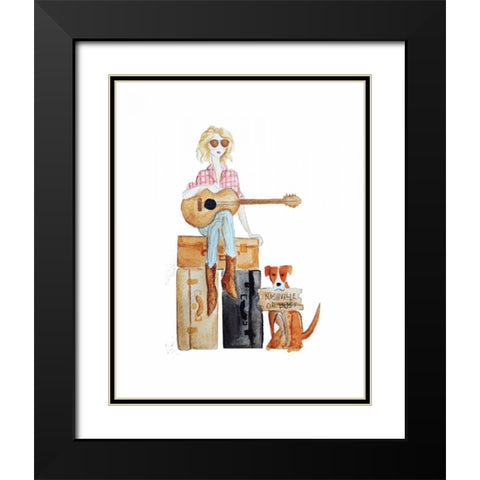 Nashville travel illo Black Modern Wood Framed Art Print with Double Matting by Zyburt, Alicia