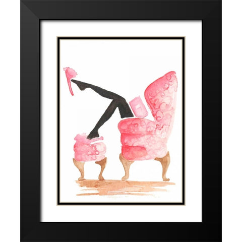 Library Reading Black Modern Wood Framed Art Print with Double Matting by Zyburt, Alicia