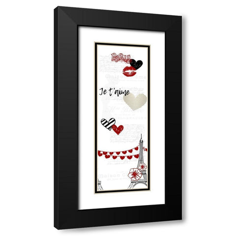 Paris Hearts Black Modern Wood Framed Art Print with Double Matting by Bailey, Ann
