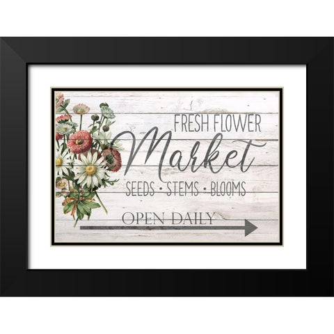 Fresh Flowers Black Modern Wood Framed Art Print with Double Matting by Bailey, Ann