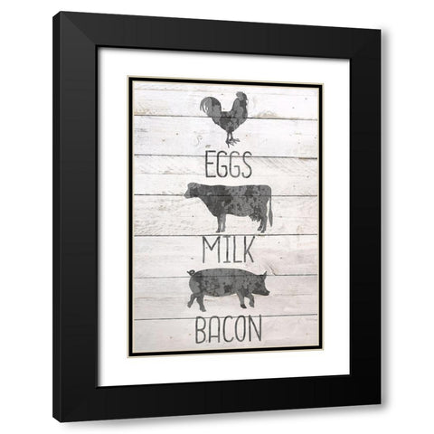 Eggs Milk Bacon Black Modern Wood Framed Art Print with Double Matting by Bailey, Ann