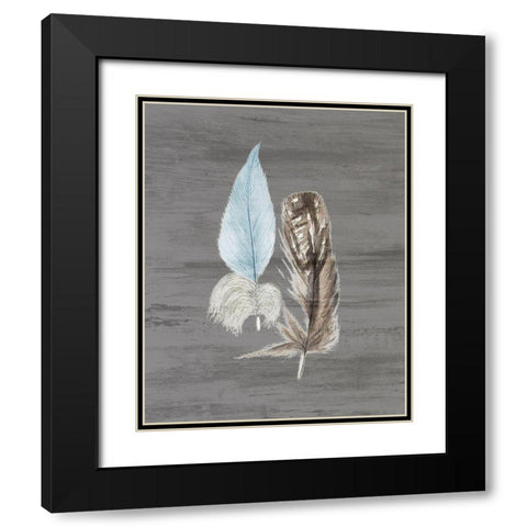 Feathers 1 Black Modern Wood Framed Art Print with Double Matting by Bailey, Ann
