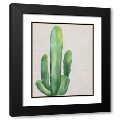 Linen Cactus 1 Black Modern Wood Framed Art Print with Double Matting by Bailey, Ann