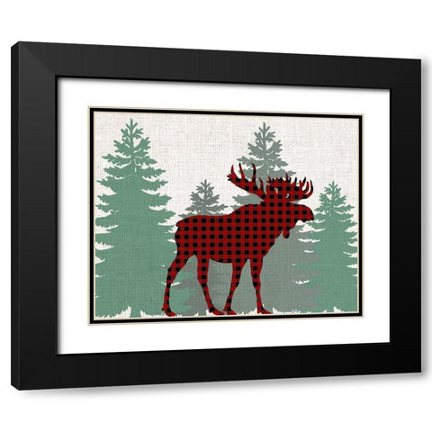 Moose Plaid Black Modern Wood Framed Art Print with Double Matting by Bailey, Ann
