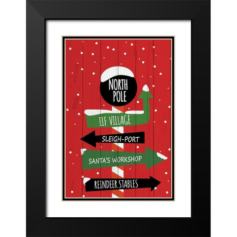North Pole Sign Black Modern Wood Framed Art Print with Double Matting by Bailey, Ann
