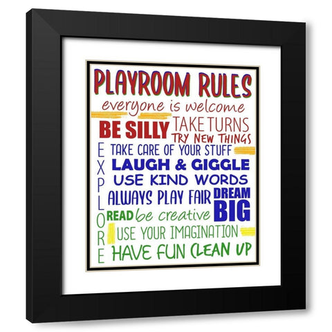 Playroom Rules Black Modern Wood Framed Art Print with Double Matting by Bailey, Ann