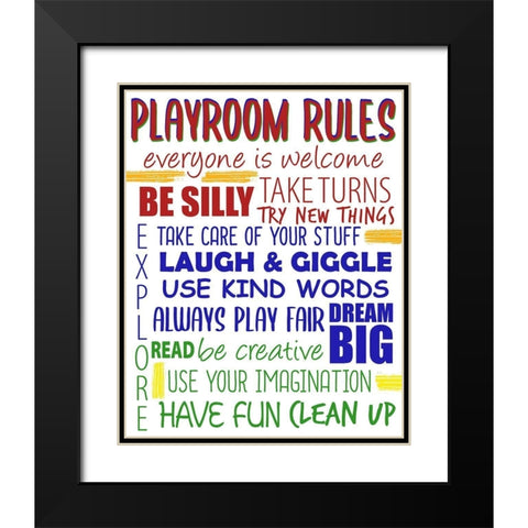 Playroom Rules Black Modern Wood Framed Art Print with Double Matting by Bailey, Ann