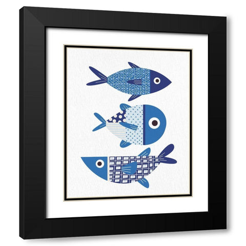 Blue Fish 1 Black Modern Wood Framed Art Print with Double Matting by Bailey, Ann