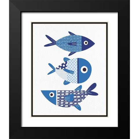 Blue Fish 1 Black Modern Wood Framed Art Print with Double Matting by Bailey, Ann