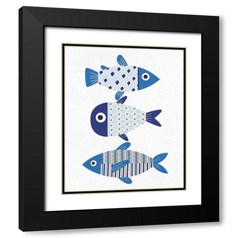Blue Fish 2 Black Modern Wood Framed Art Print with Double Matting by Bailey, Ann