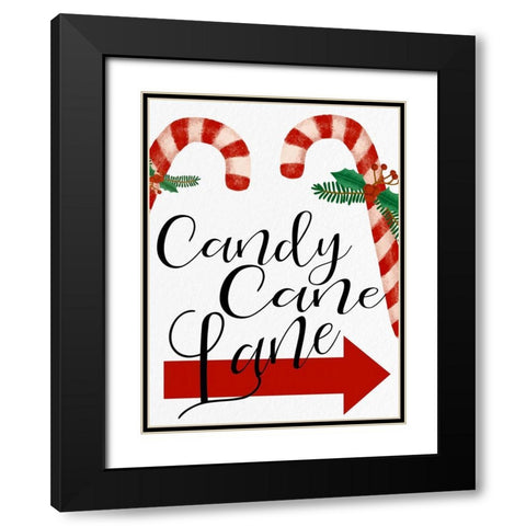 Candy Cane Lane Black Modern Wood Framed Art Print with Double Matting by Bailey, Ann