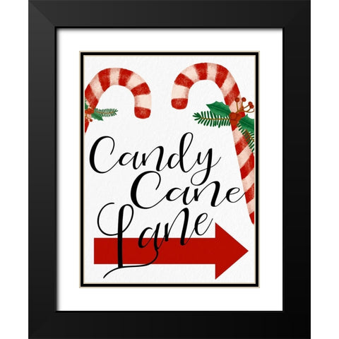 Candy Cane Lane Black Modern Wood Framed Art Print with Double Matting by Bailey, Ann