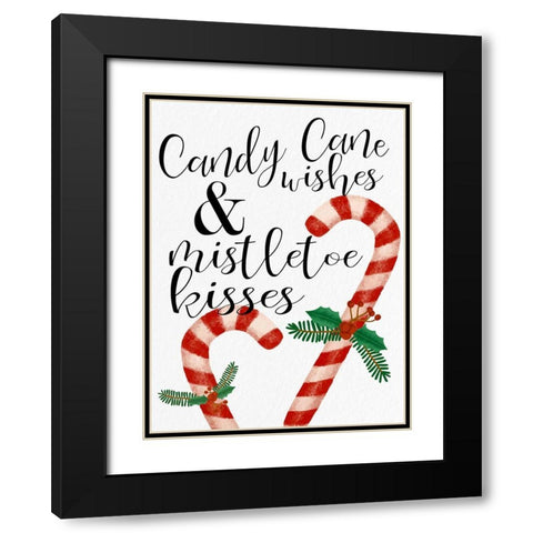 Candy Cane Wishes Black Modern Wood Framed Art Print with Double Matting by Bailey, Ann