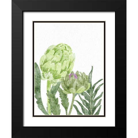 Watercolor Artichoke 2 Black Modern Wood Framed Art Print with Double Matting by Bailey, Ann