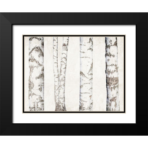 Birches Black Modern Wood Framed Art Print with Double Matting by Bailey, Ann