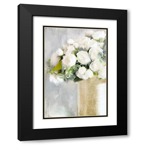 White Roses 2 Black Modern Wood Framed Art Print with Double Matting by Bailey, Ann
