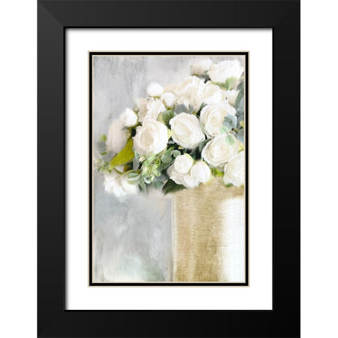 White Roses 2 Black Modern Wood Framed Art Print with Double Matting by Bailey, Ann