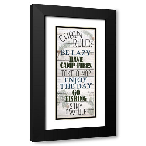 Cabin Rules Black Modern Wood Framed Art Print with Double Matting by Bailey, Ann