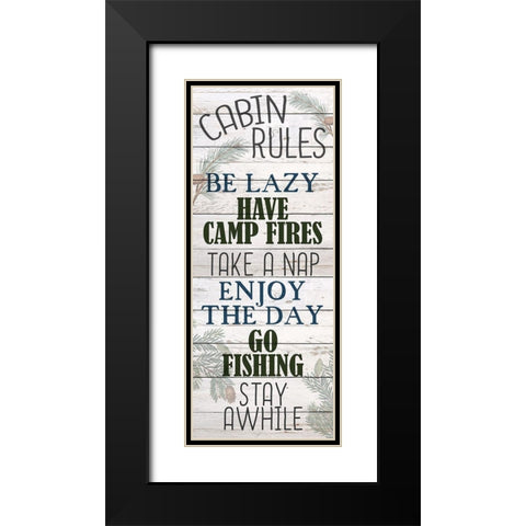 Cabin Rules Black Modern Wood Framed Art Print with Double Matting by Bailey, Ann