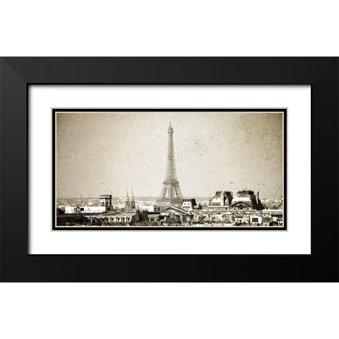 Paris Skyline Black Modern Wood Framed Art Print with Double Matting by Bailey, Ann