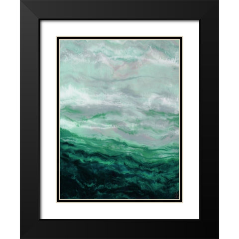 Green Waterfall I Black Modern Wood Framed Art Print with Double Matting by Dyer, Beverly