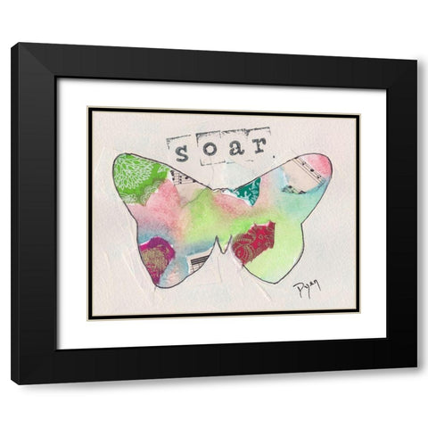 Butterfly Soar Black Modern Wood Framed Art Print with Double Matting by Dyer, Beverly