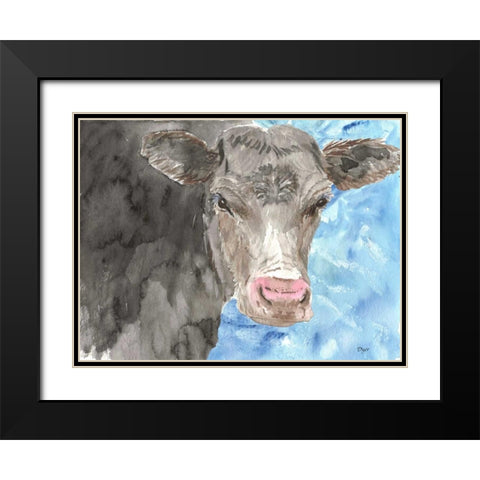 Bull Black Modern Wood Framed Art Print with Double Matting by Dyer, Beverly