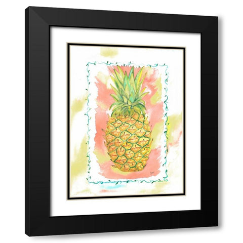 Pinapple Party Black Modern Wood Framed Art Print with Double Matting by Dyer, Beverly