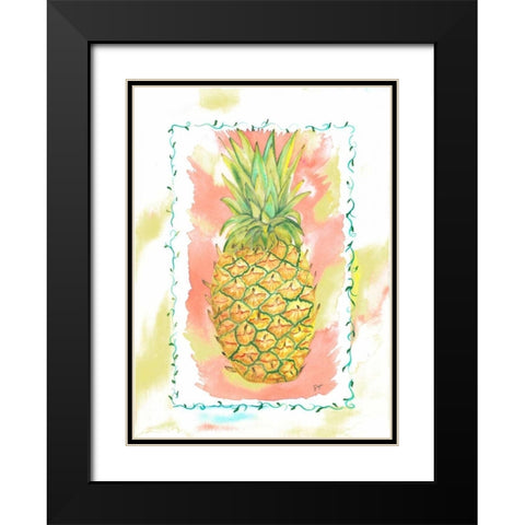 Pinapple Party Black Modern Wood Framed Art Print with Double Matting by Dyer, Beverly