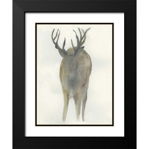 Solo Deer Black Modern Wood Framed Art Print with Double Matting by Dyer, Beverly