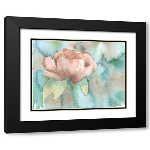 Blush Rose Black Modern Wood Framed Art Print with Double Matting by Dyer, Beverly