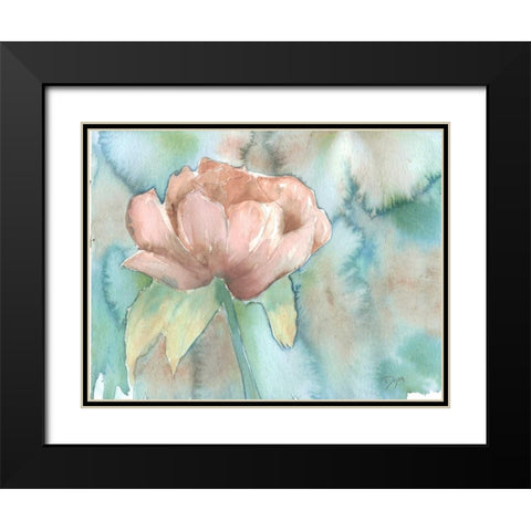 Blush Rose Black Modern Wood Framed Art Print with Double Matting by Dyer, Beverly