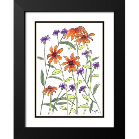 Orange Corn Flower Black Modern Wood Framed Art Print with Double Matting by Dyer, Beverly
