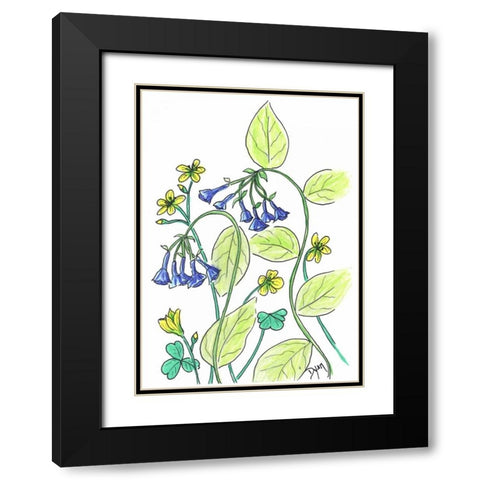Virginia Bluebells Black Modern Wood Framed Art Print with Double Matting by Dyer, Beverly