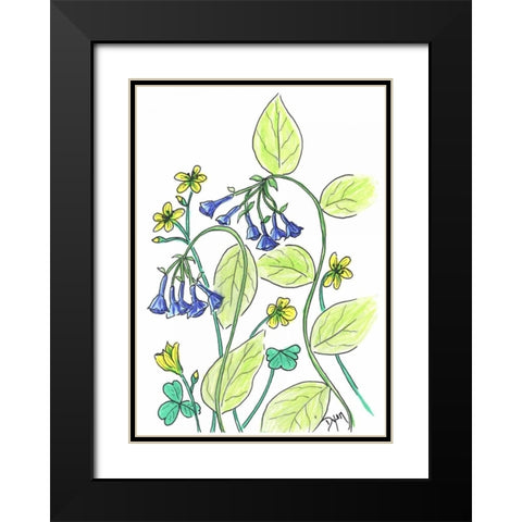 Virginia Bluebells Black Modern Wood Framed Art Print with Double Matting by Dyer, Beverly