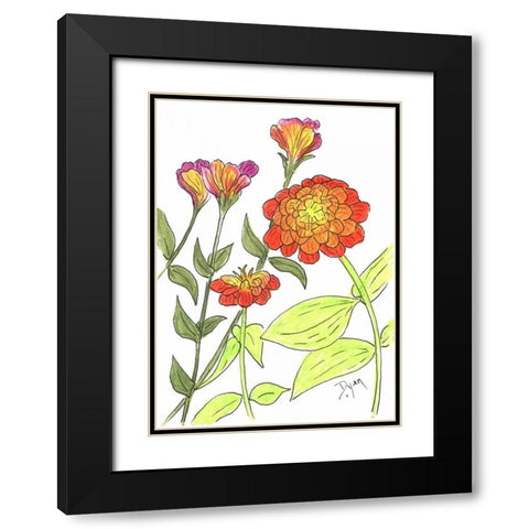 Zinnia Black Modern Wood Framed Art Print with Double Matting by Dyer, Beverly