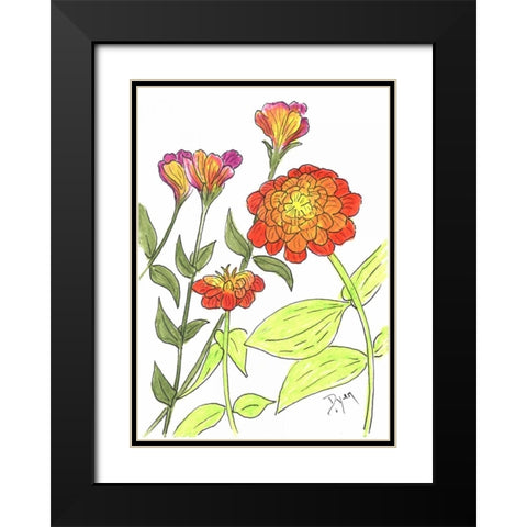 Zinnia Black Modern Wood Framed Art Print with Double Matting by Dyer, Beverly