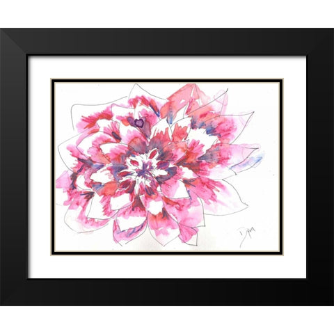 Dahlia Black Modern Wood Framed Art Print with Double Matting by Dyer, Beverly