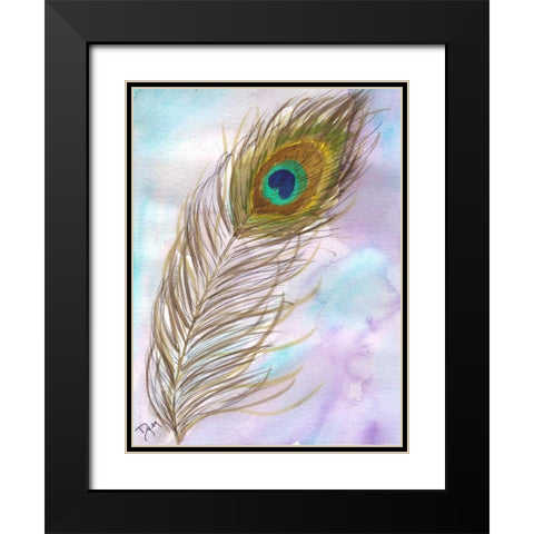 Peacock Feather 1 Black Modern Wood Framed Art Print with Double Matting by Dyer, Beverly