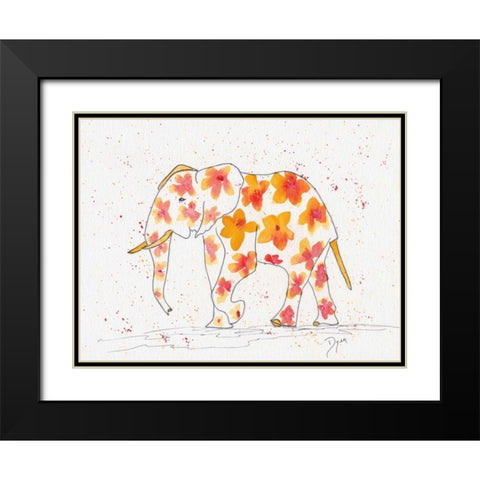 Elephant Flower Black Modern Wood Framed Art Print with Double Matting by Dyer, Beverly