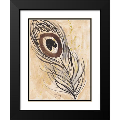 Peacock Feather 2 Black Modern Wood Framed Art Print with Double Matting by Dyer, Beverly