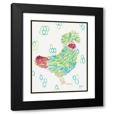 Funky Chicken 1 Black Modern Wood Framed Art Print with Double Matting by Dyer, Beverly