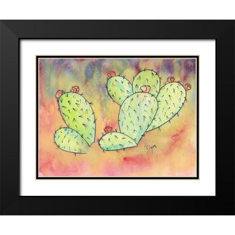 Prickly Pear Cactus Black Modern Wood Framed Art Print with Double Matting by Dyer, Beverly