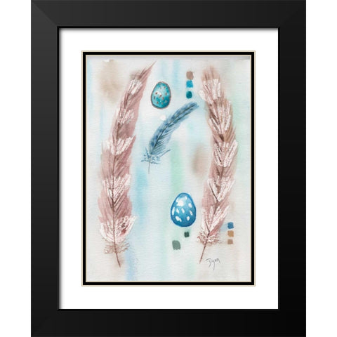 Feather and Egg Study Black Modern Wood Framed Art Print with Double Matting by Dyer, Beverly