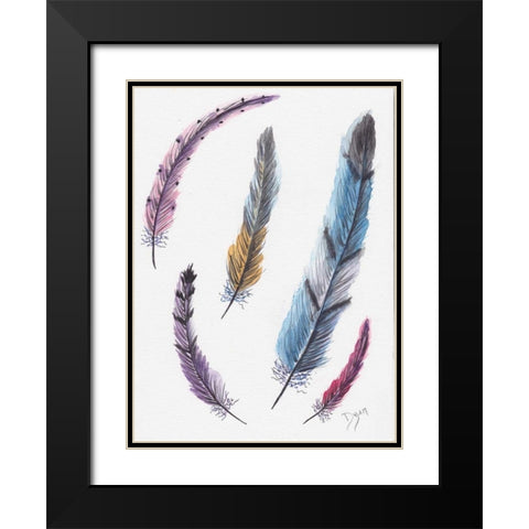 October Feathers II Black Modern Wood Framed Art Print with Double Matting by Dyer, Beverly