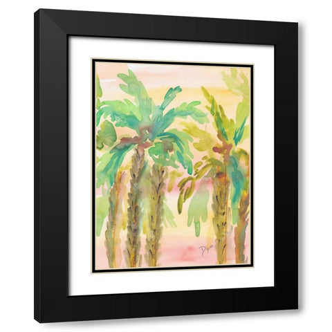 Sunset Palms 3 Black Modern Wood Framed Art Print with Double Matting by Dyer, Beverly