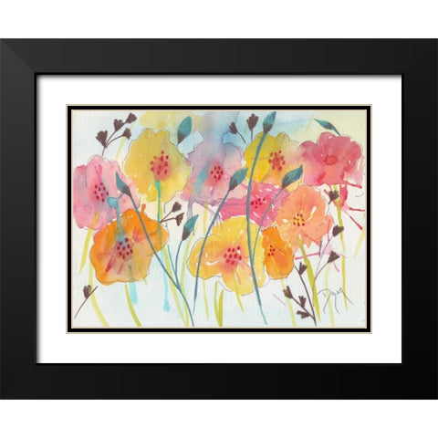 Spring Party I Black Modern Wood Framed Art Print with Double Matting by Dyer, Beverly