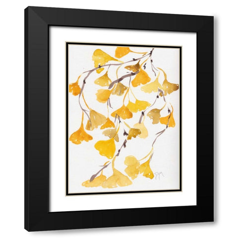 Golden Gingko A Black Modern Wood Framed Art Print with Double Matting by Dyer, Beverly
