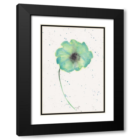 Blue Green Poppy 1 Black Modern Wood Framed Art Print with Double Matting by Dyer, Beverly