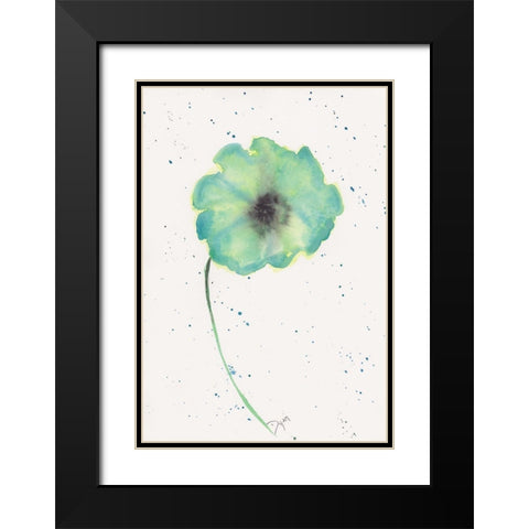 Blue Green Poppy 1 Black Modern Wood Framed Art Print with Double Matting by Dyer, Beverly